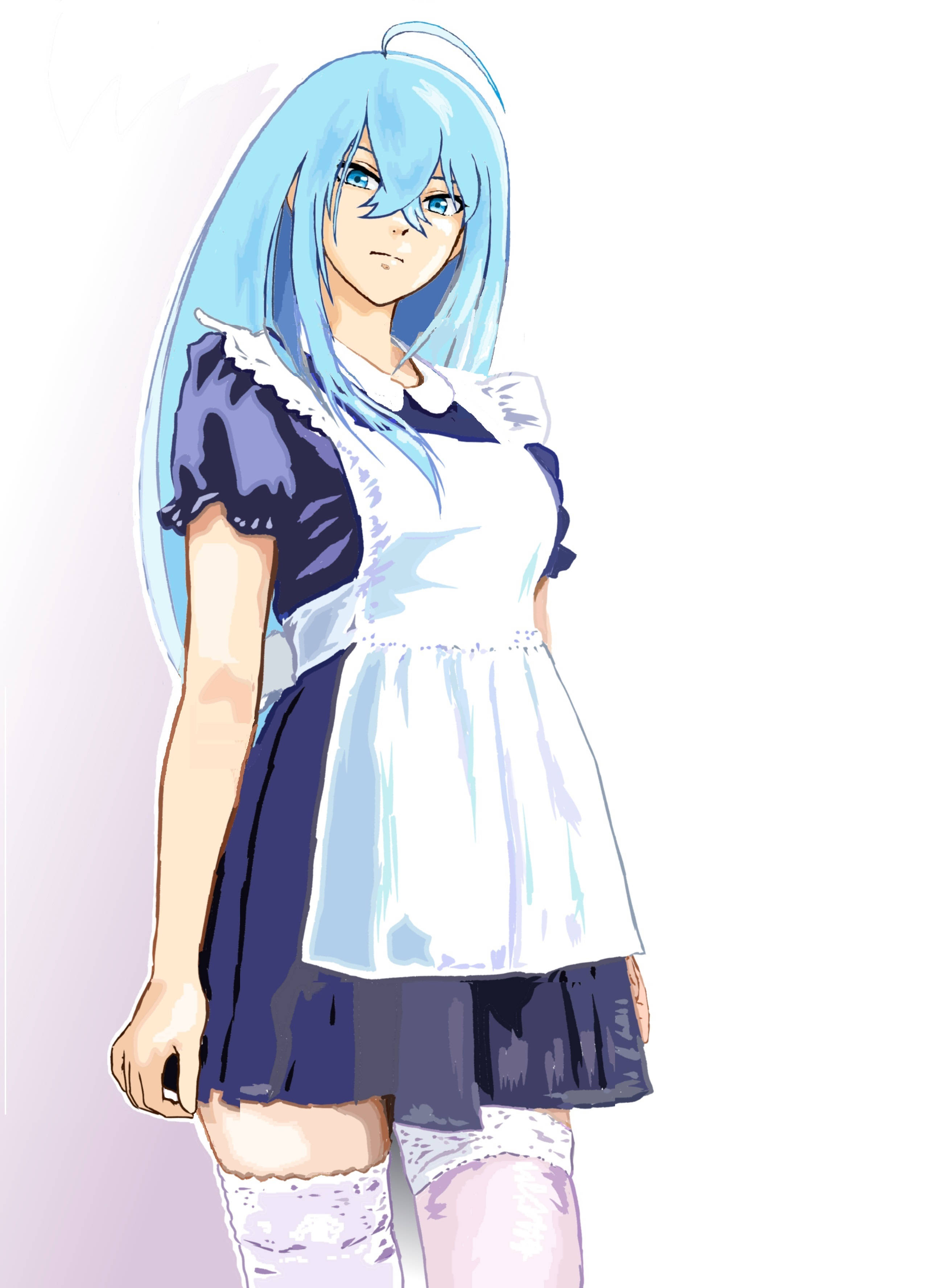 Vivy, blue-haired, maid outfit, 2K Phone Wallpaper