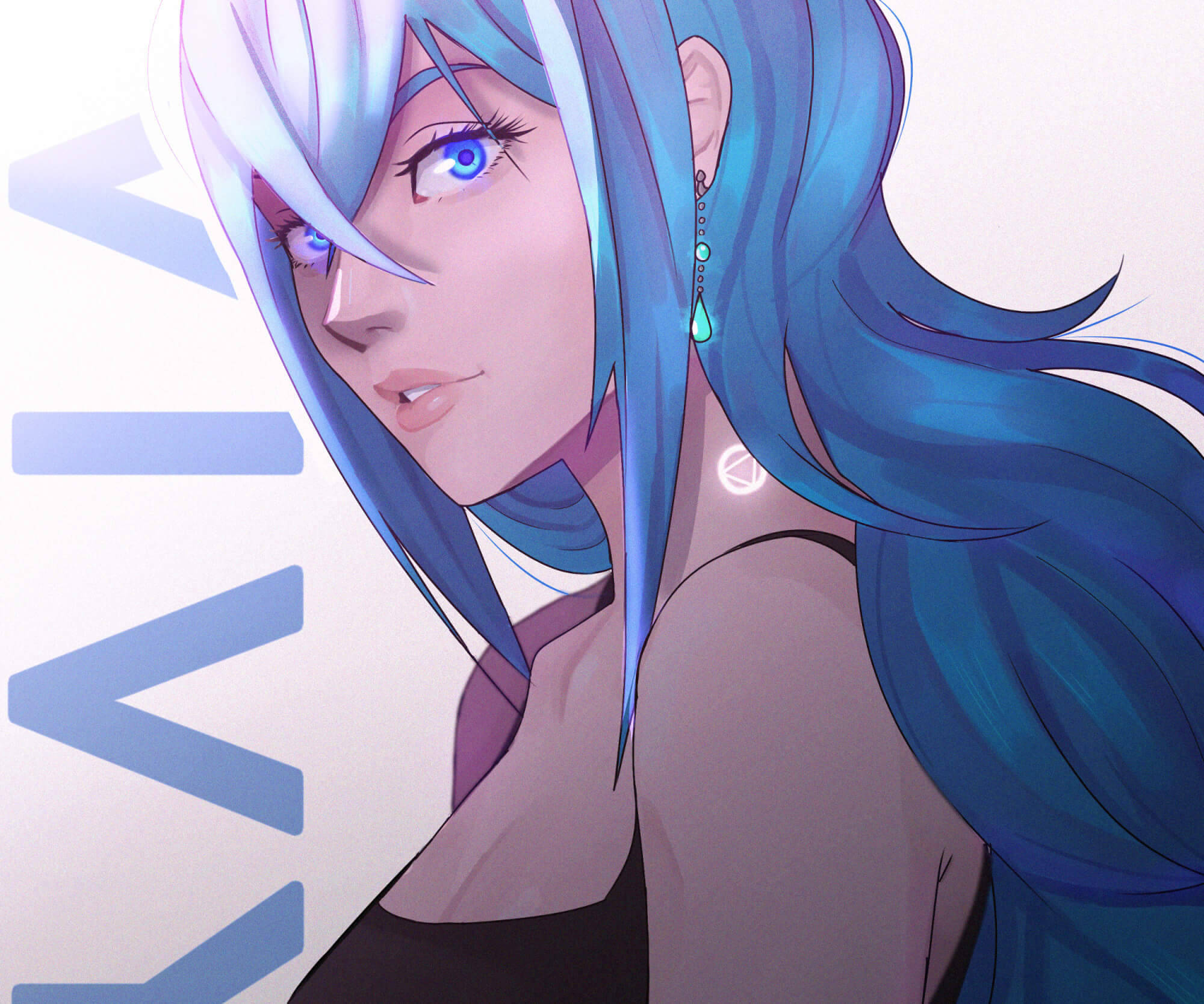 Vivy, vibrant blue hair, glowing eyes, Full HD Desktop Wallpaper
