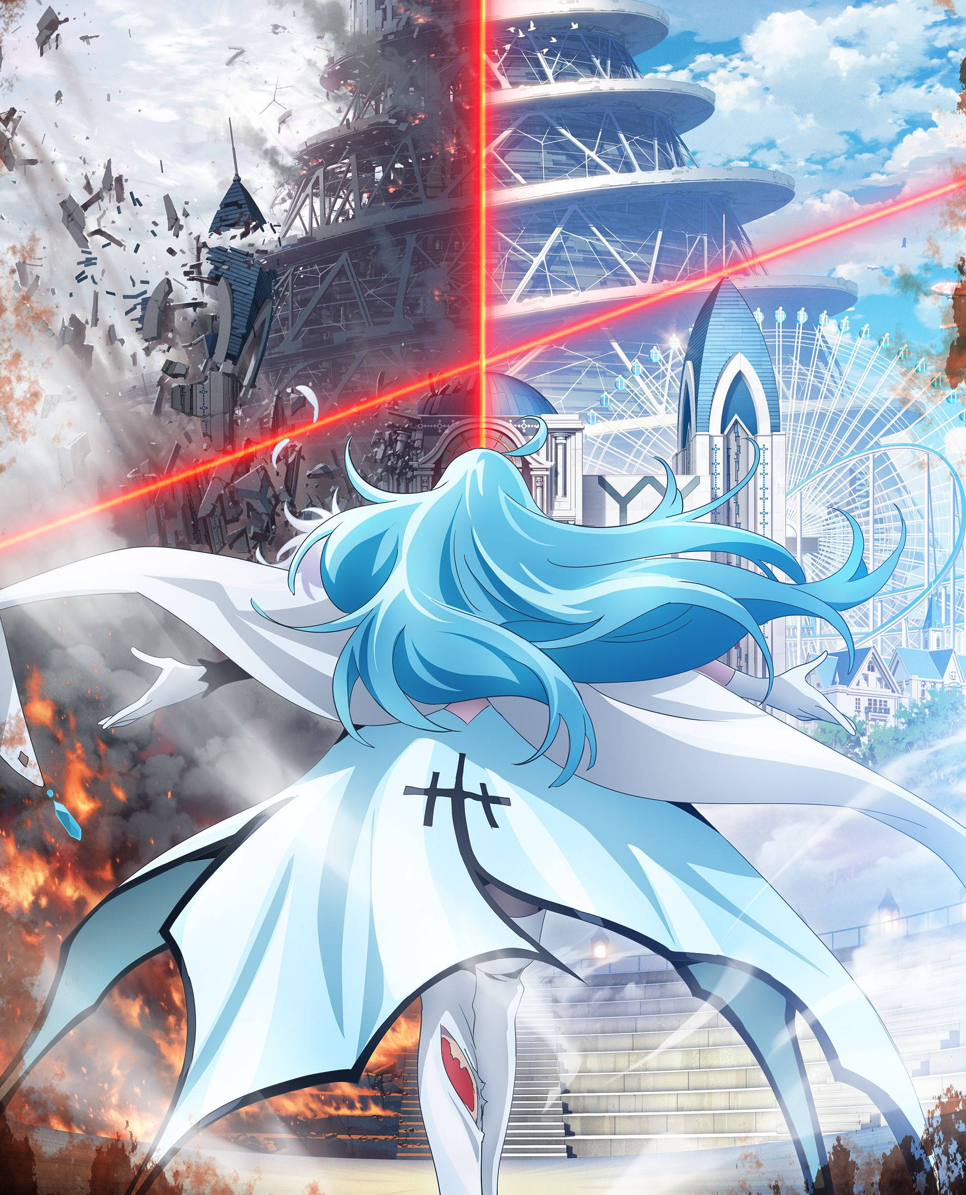 Vivy, blue-haired anime character, white coat, Full HD Phone Wallpaper