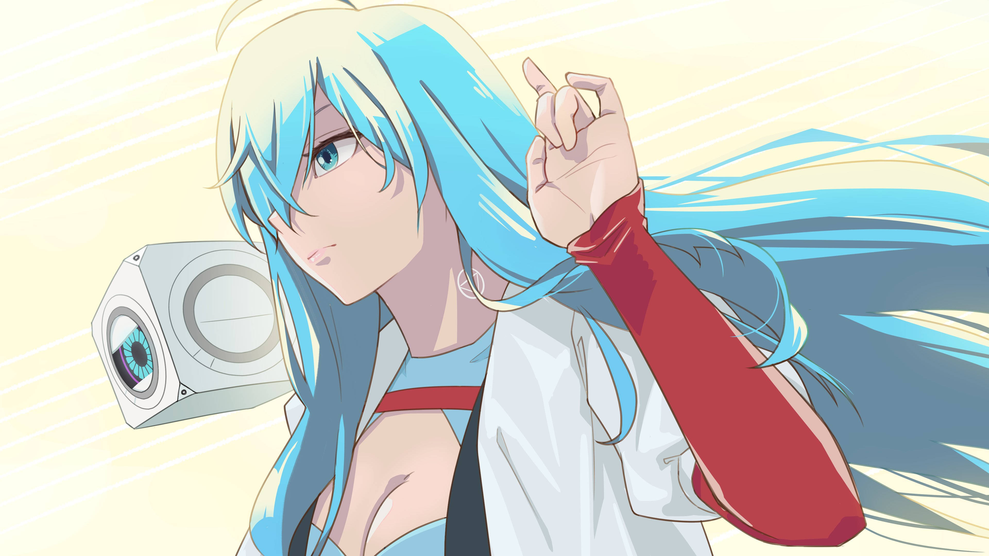 Vivy, blue hair, red sleeve, 4K Desktop Wallpaper