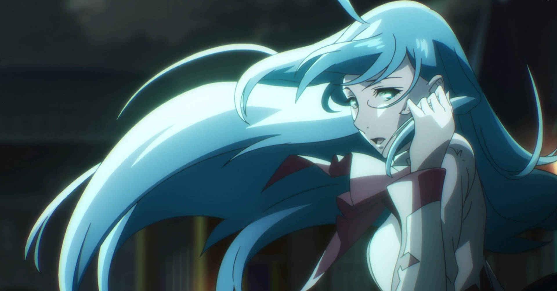 Vivy, blue-haired, glowing eyes, Full HD Desktop Wallpaper
