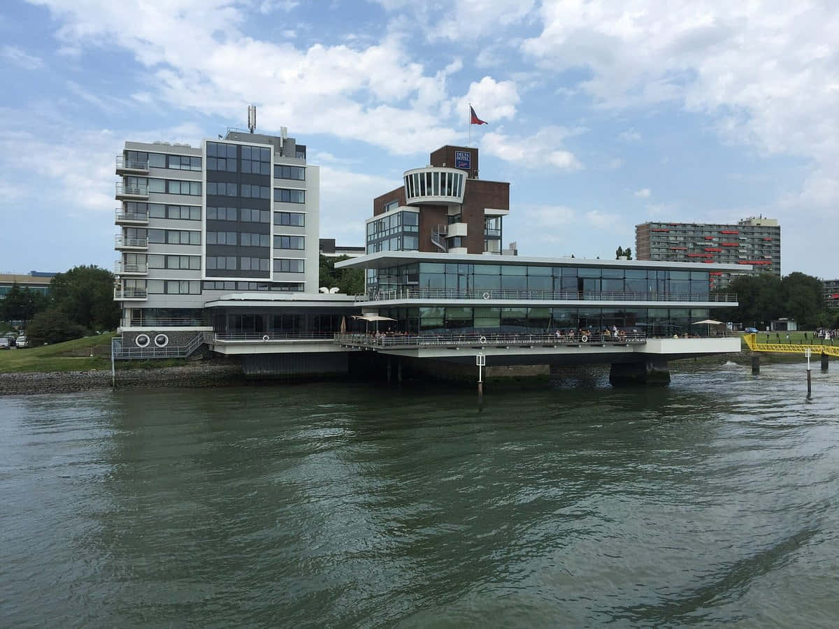 Vlaardingen, riverside architecture, modern glass and brick buildings, SD Desktop Wallpaper