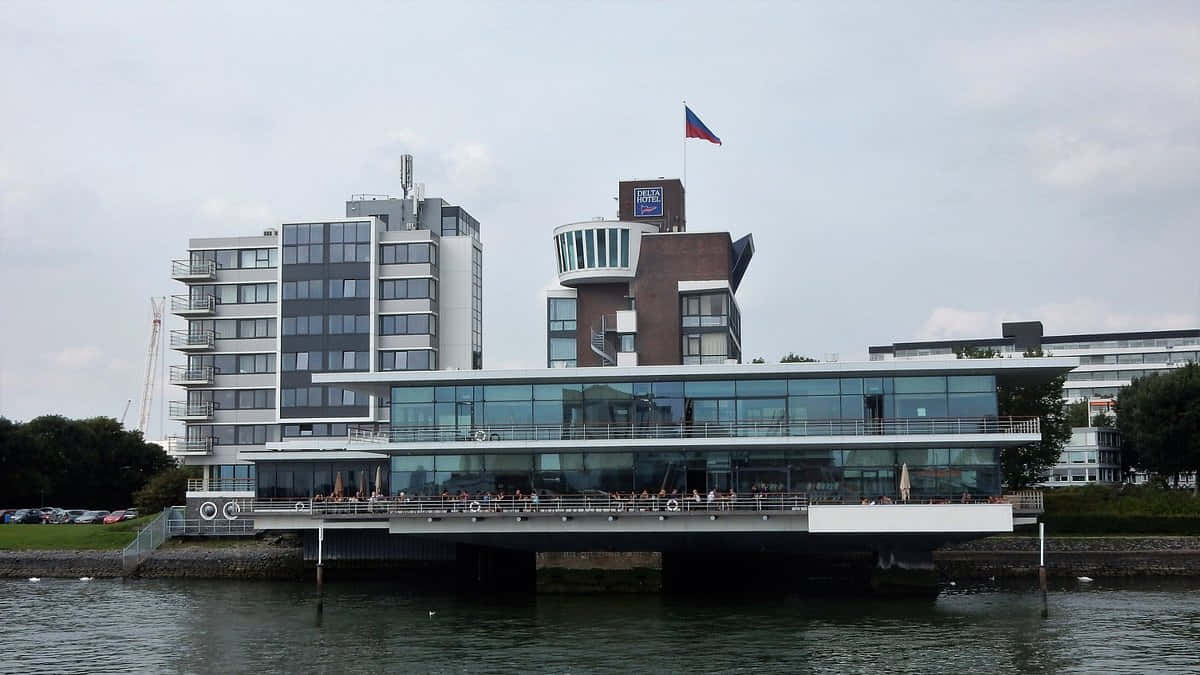 Vlaardingen, riverside architecture, modern glass building, SD Desktop Wallpaper