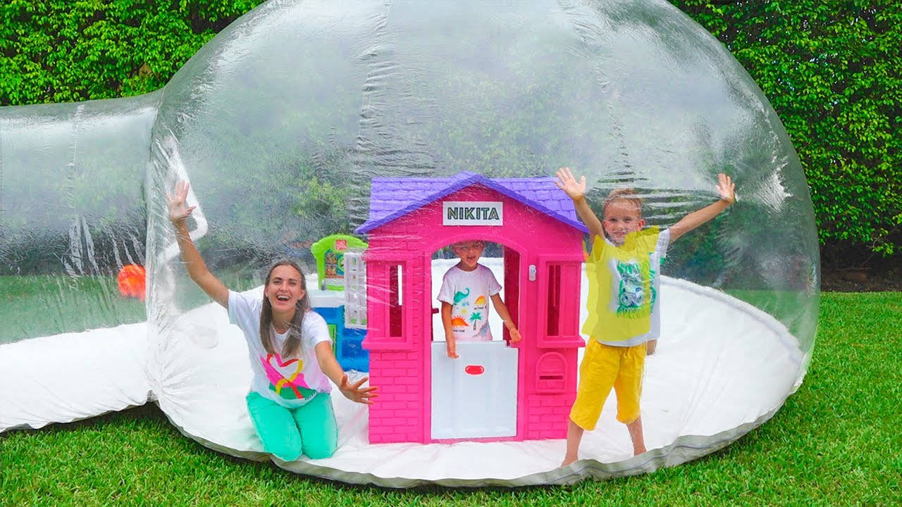 Vlad And Niki, transparent bubble tent, pink playhouse, HD Desktop Wallpaper