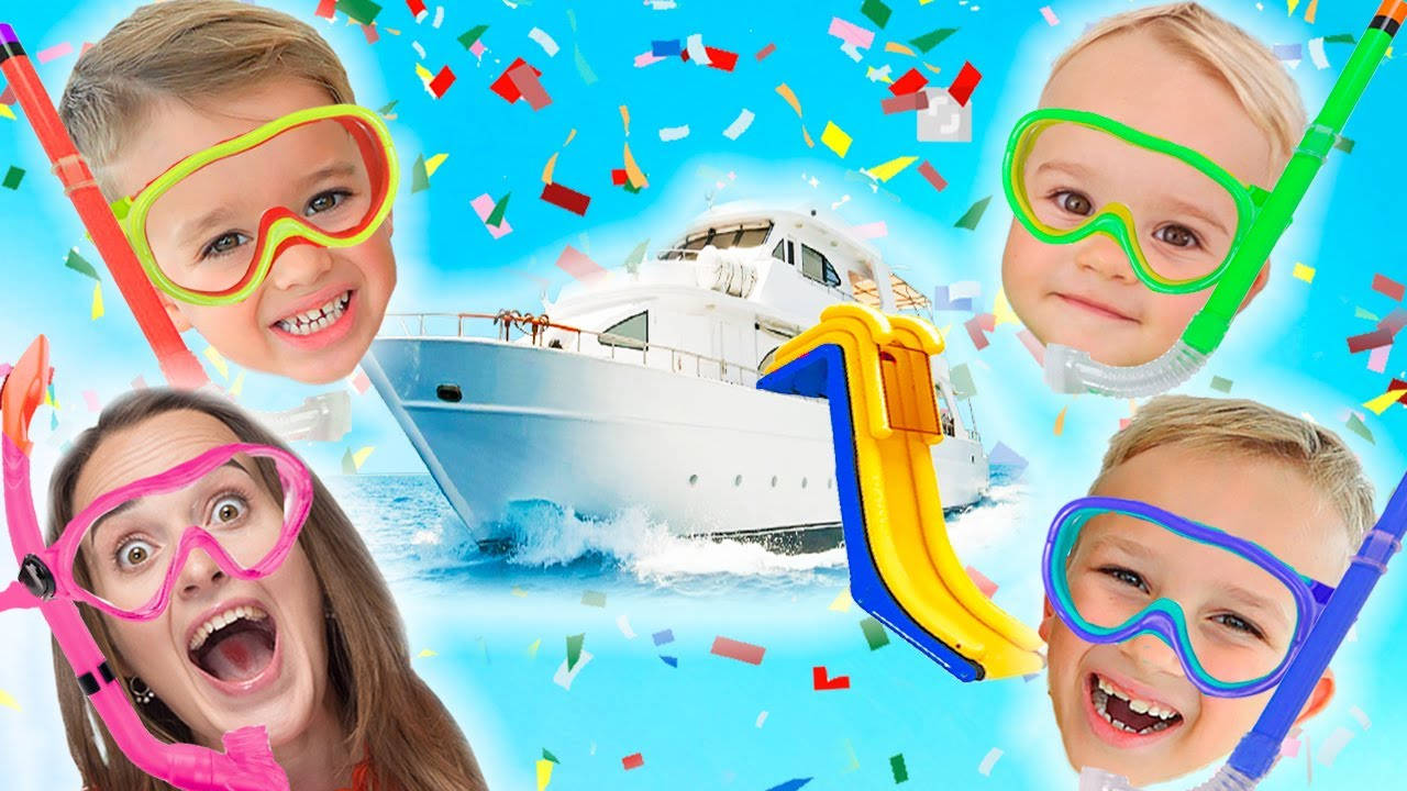 Vlad And Niki, yacht, snorkel gear, HD Desktop Wallpaper