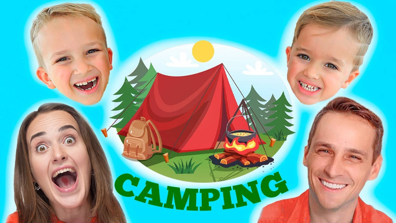 Vlad And Niki, red tent, campfire, HD Desktop Wallpaper