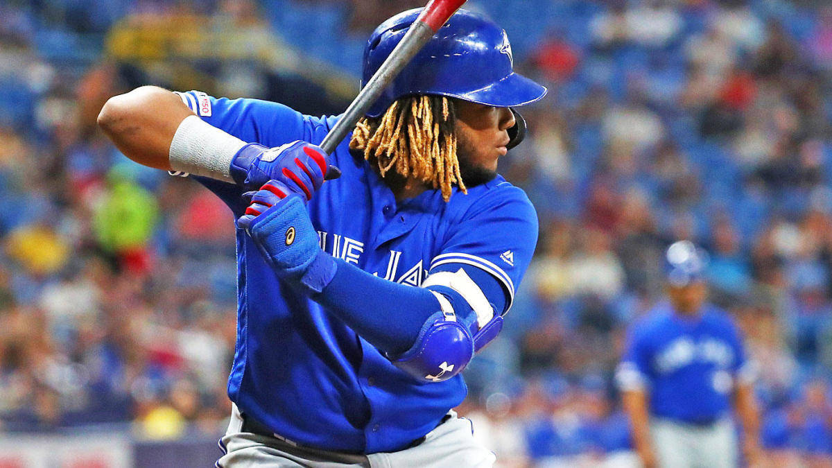Vladimir Guerrero Jr, blue uniform, bat, SD Desktop Wallpaper