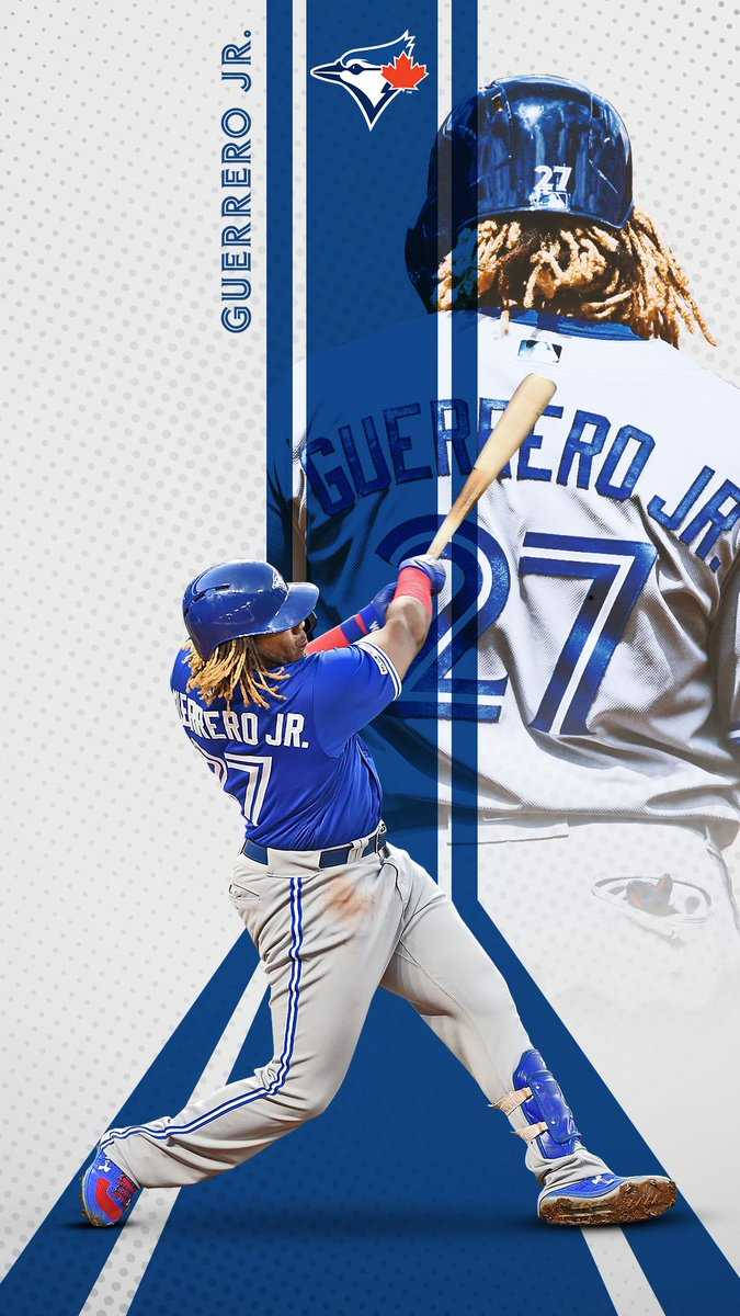 Vladimir Guerrero Jr, blue and white uniform, mid-swing, SD Phone Wallpaper
