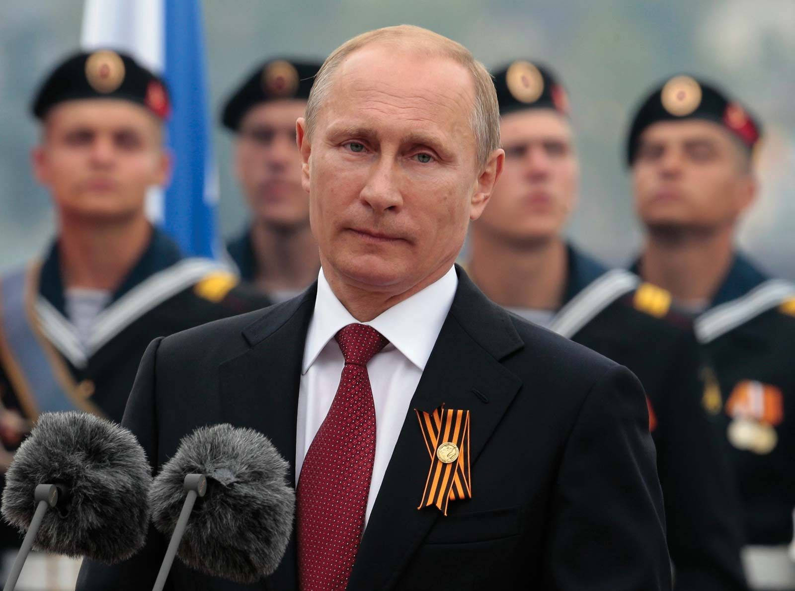 Vladimir Putin, dark suit, red tie, HD Desktop Wallpaper