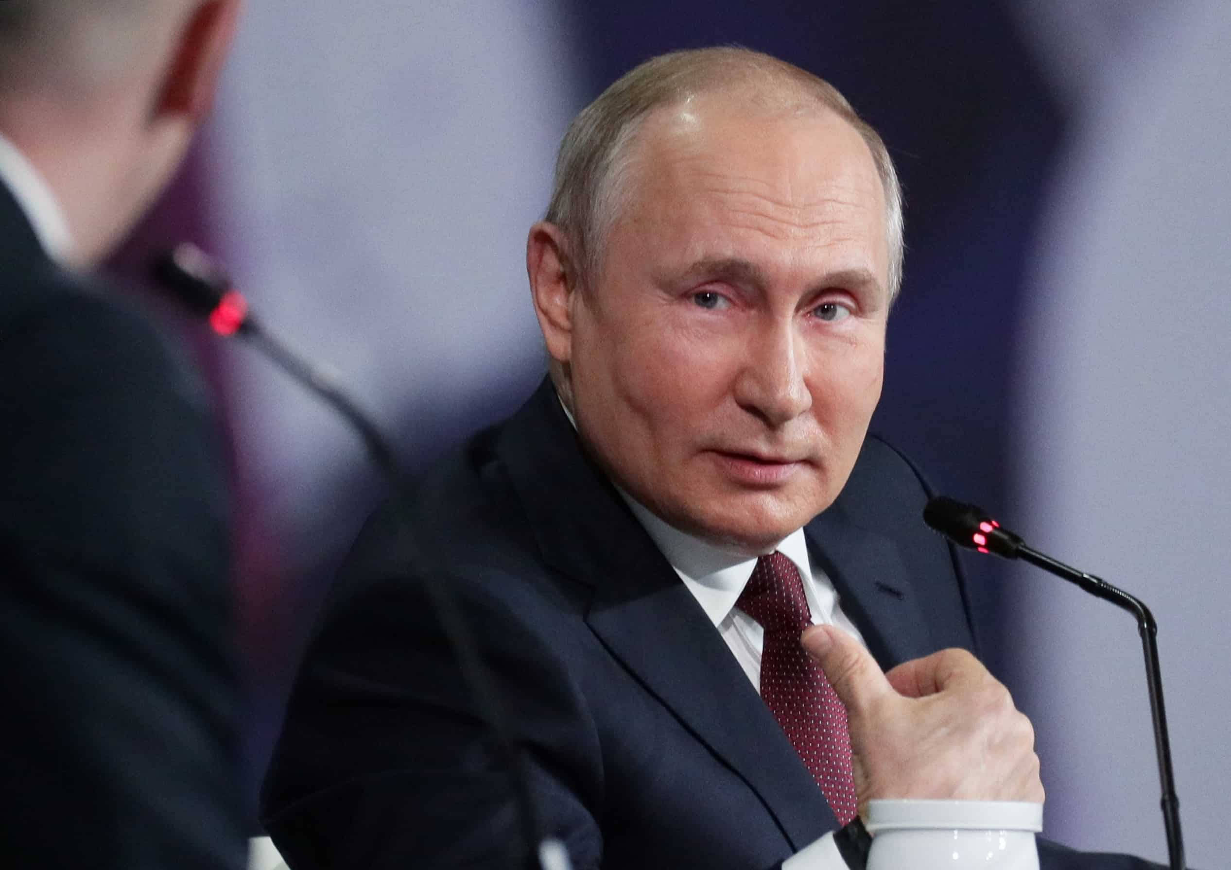 Vladimir Putin, microphone, press conference, Full HD Desktop Wallpaper