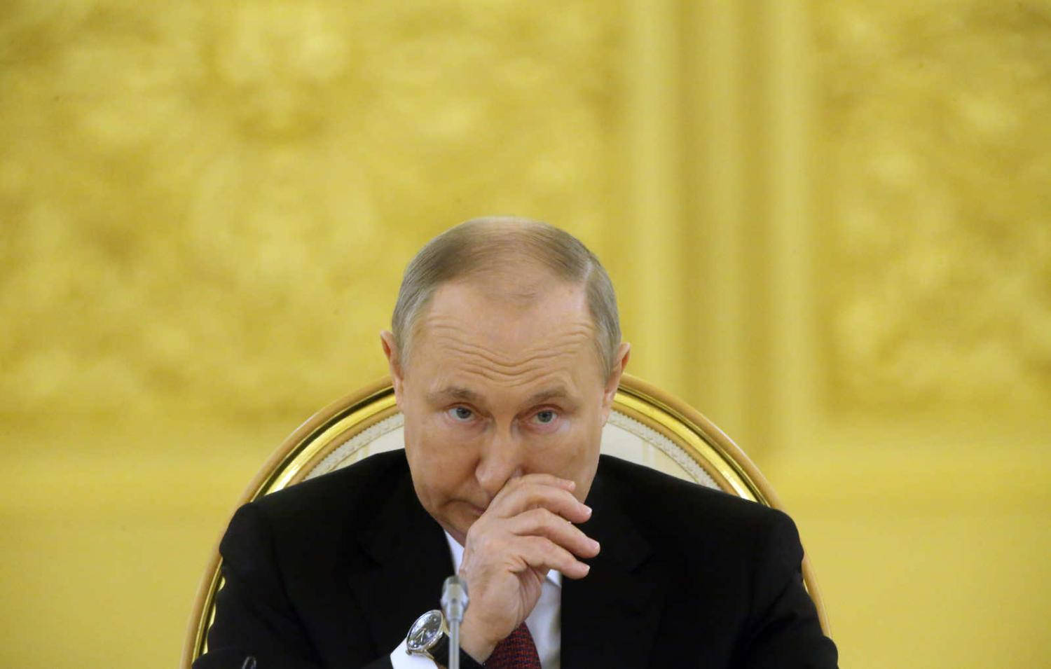 Vladimir Putin, golden chair, yellow ornate wall, HD Desktop Wallpaper
