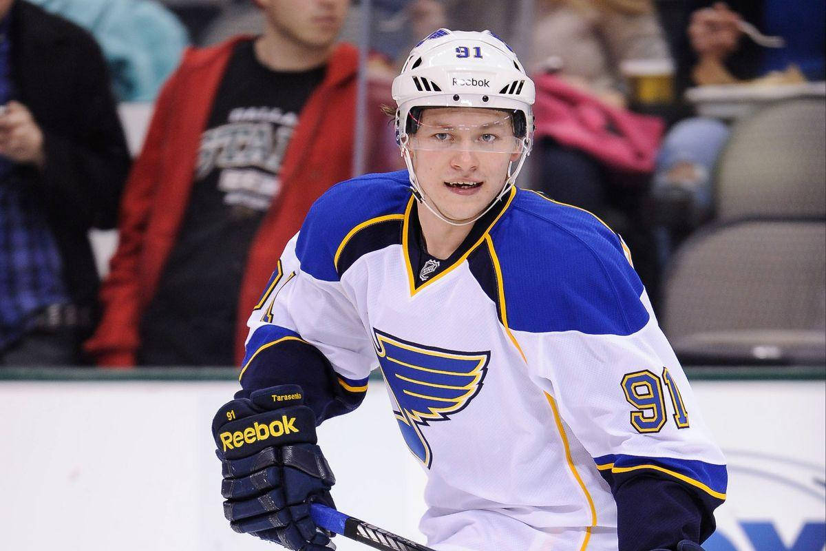 Vladimir Tarasenko, white blue and gold jersey, number 91, SD Desktop Wallpaper