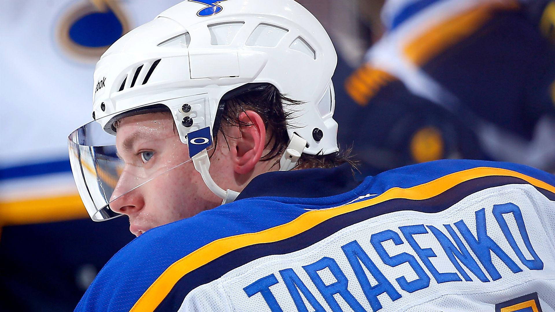 Vladimir Tarasenko, white helmet, blue jersey, Full HD Desktop Wallpaper