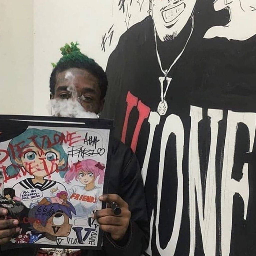 Vlone PFP, green hair, smoke, SD Desktop Wallpaper