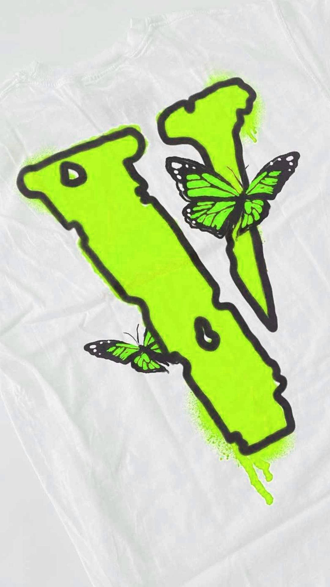 neon green, Vlone, graffiti-style letter V, Full HD Phone Wallpaper