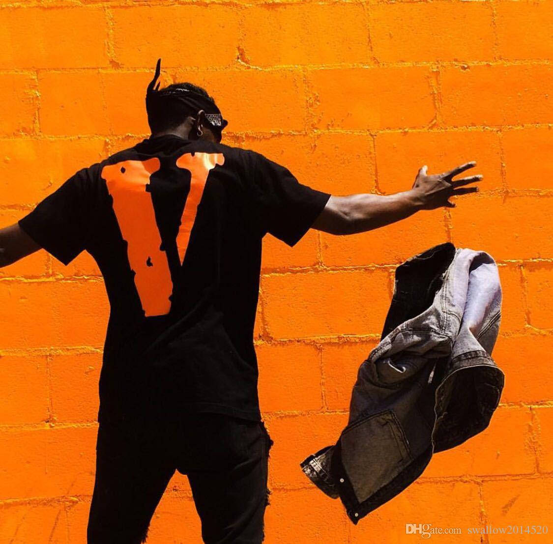 Vlone, orange V, black shirt, SD Desktop Wallpaper