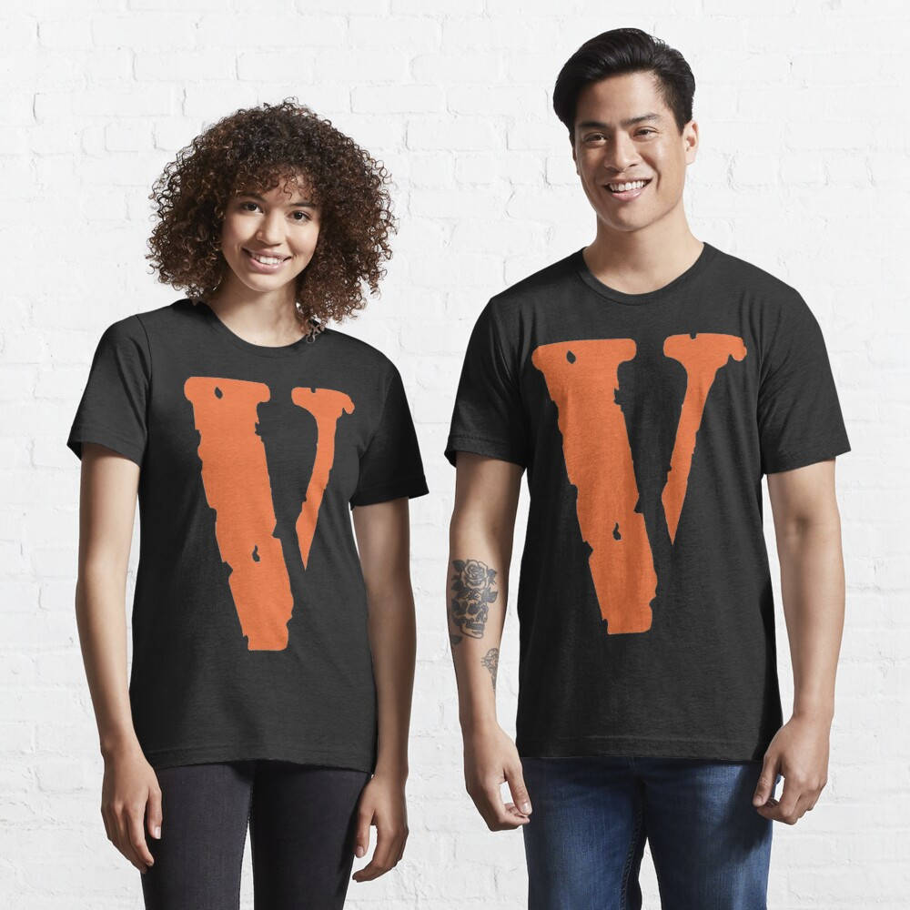 Vlone, black t-shirts, distressed orange 'V' logo, SD Desktop Wallpaper
