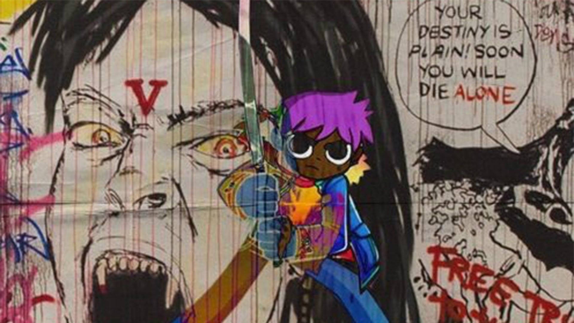 Vlone, anime-style character, purple hair, Full HD Desktop Wallpaper