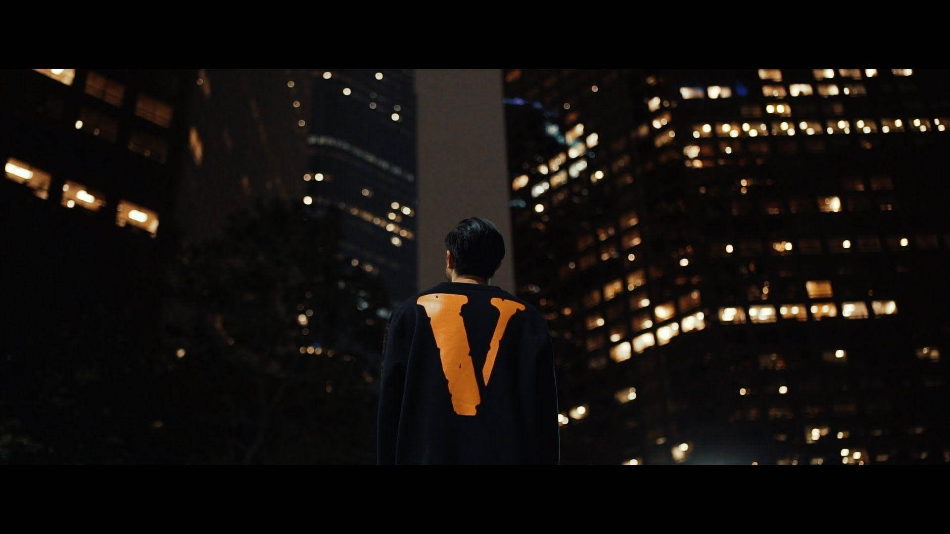 orange VLONE logo, black cape, glowing orange 'V', Full HD Desktop Wallpaper