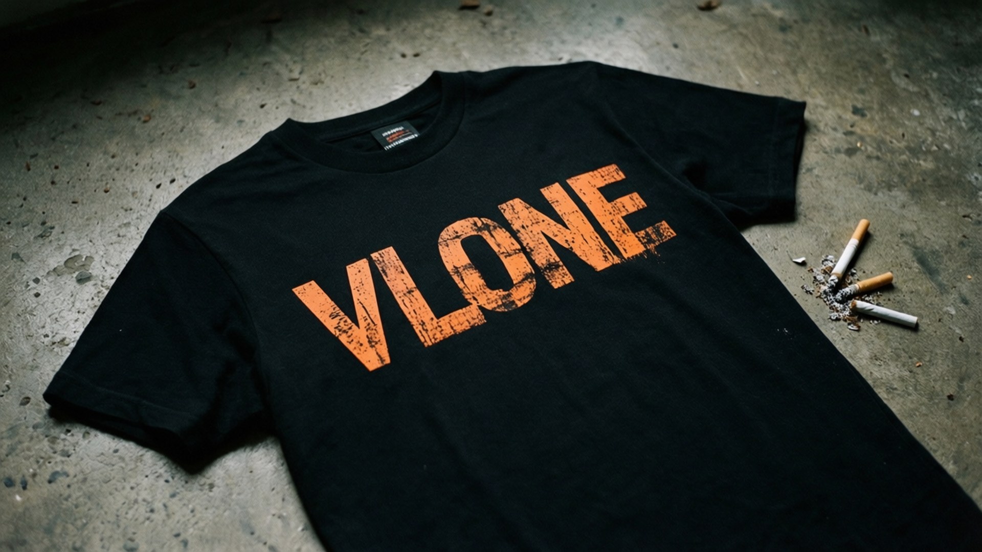 Vlone, black, orange distressed lettering, Full HD Desktop Wallpaper