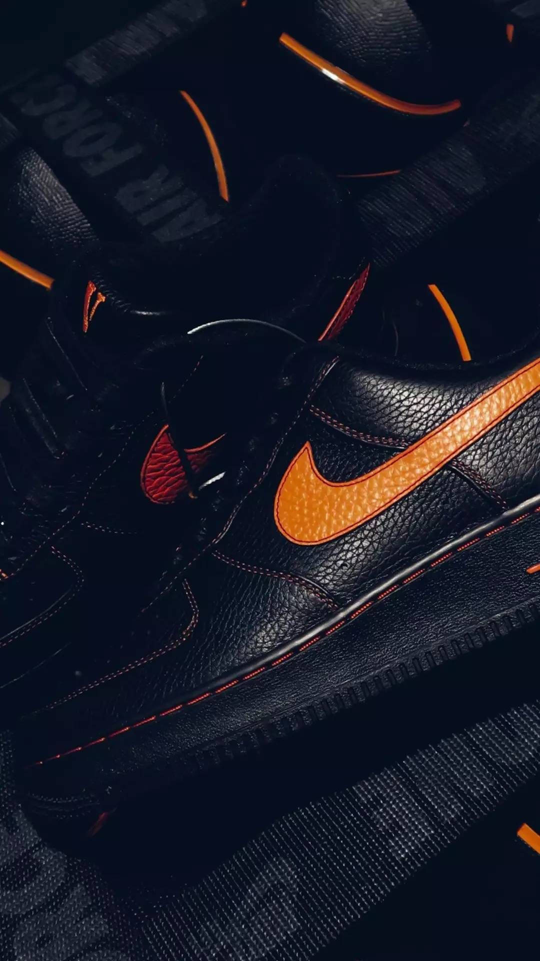 Vlone, black Nike Air Force 1, orange accents, Full HD Phone Wallpaper