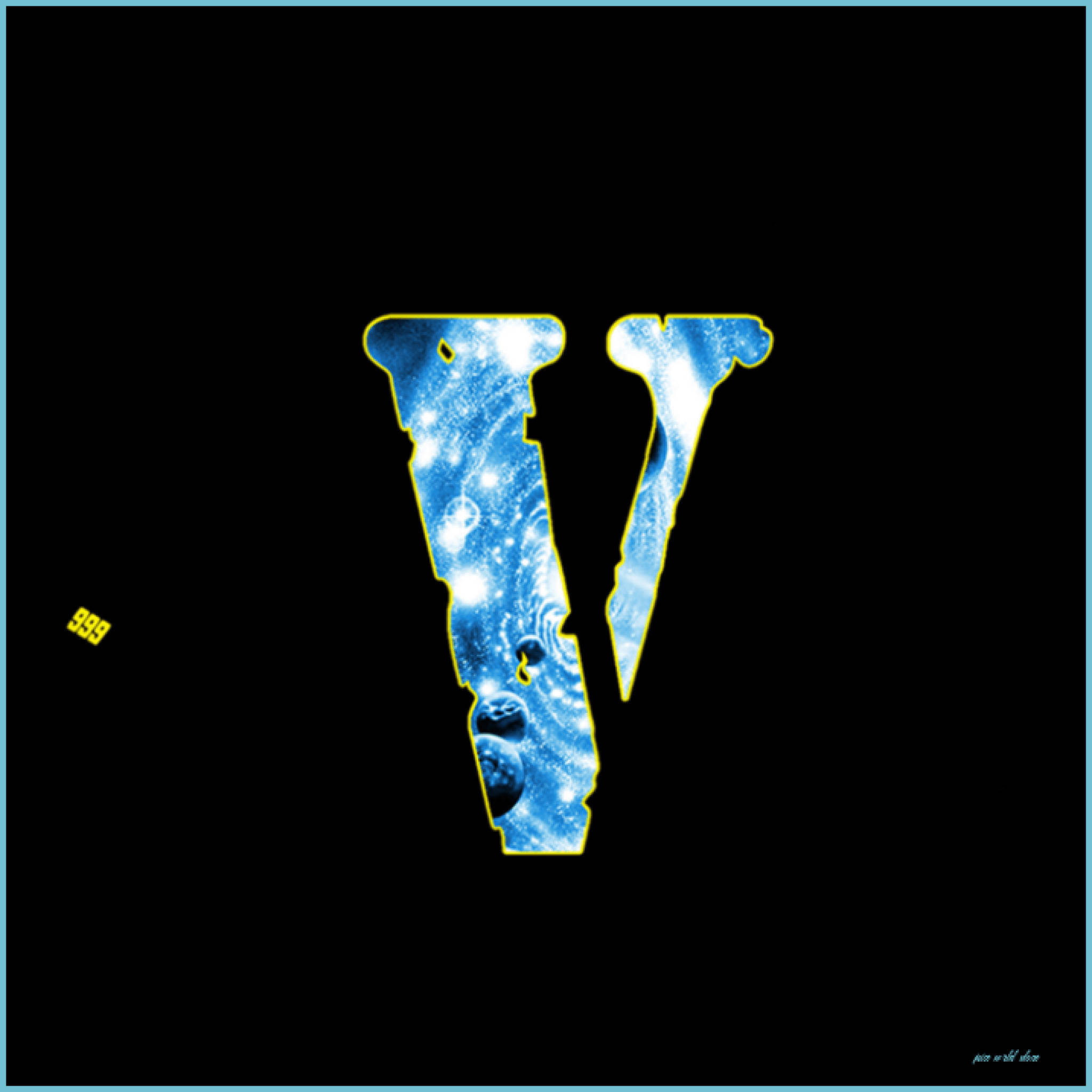 blue themed galaxy V logo, glowing blue letter V, cosmic nebulae and stars, Full HD Desktop Wallpaper