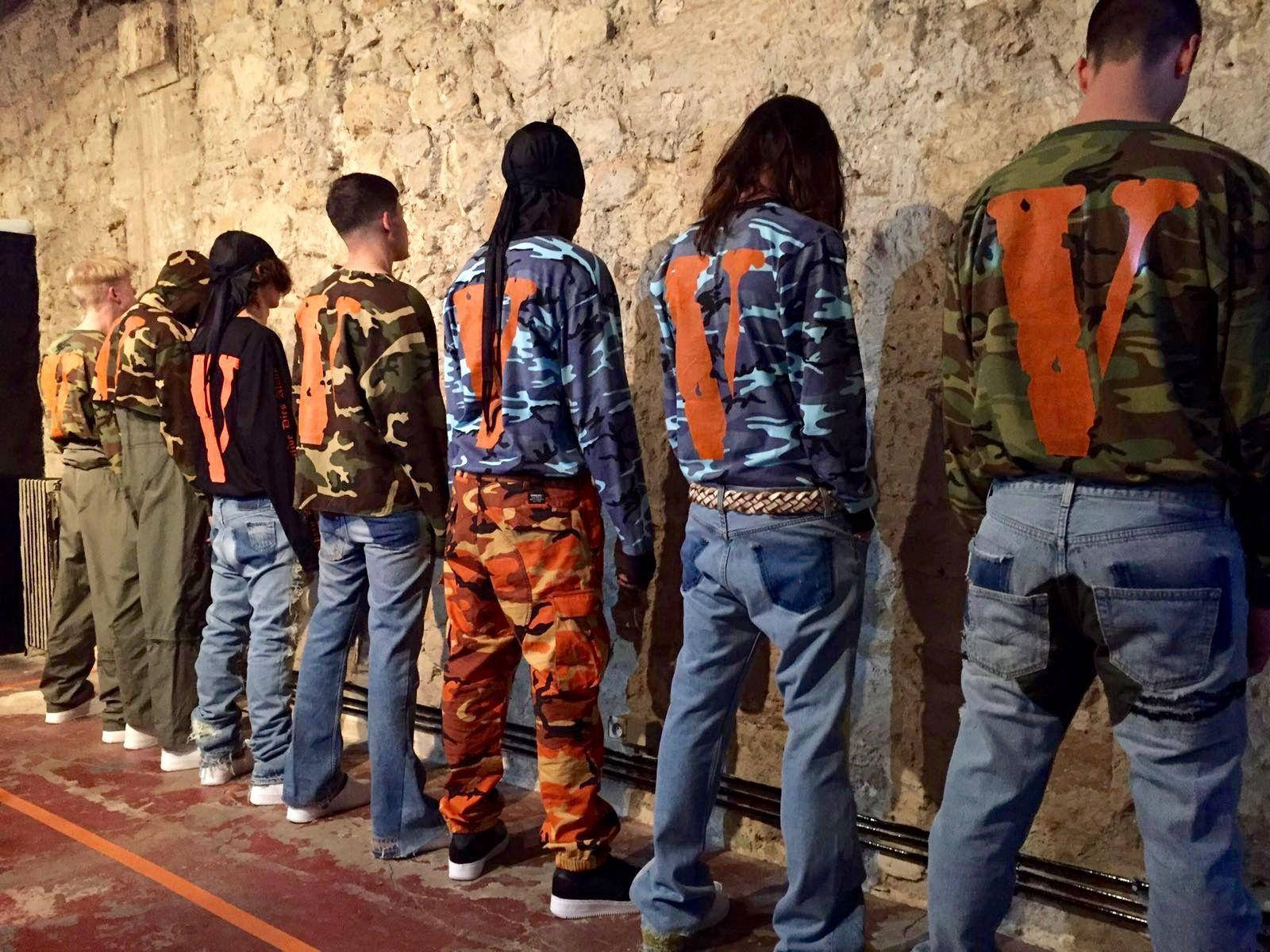 VLONE, camouflage jackets, orange 'V' logos, HD Desktop Wallpaper