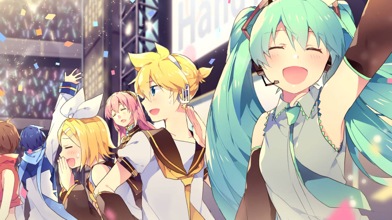 Vocaloid, concert, confetti, HD Desktop Wallpaper