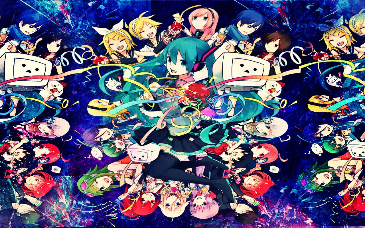 Vocaloid, cosmic blue, swirling ribbons, HD Desktop Wallpaper