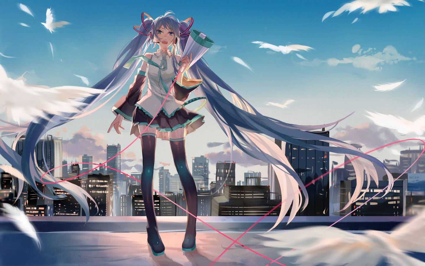 Vocaloid, anime girl, long blue hair, HD Desktop Wallpaper