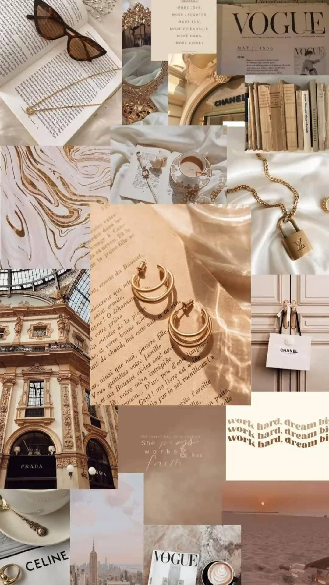 Vogue Gold Accessories, That Girl Aesthetic, beige-toned, Full HD Phone Wallpaper