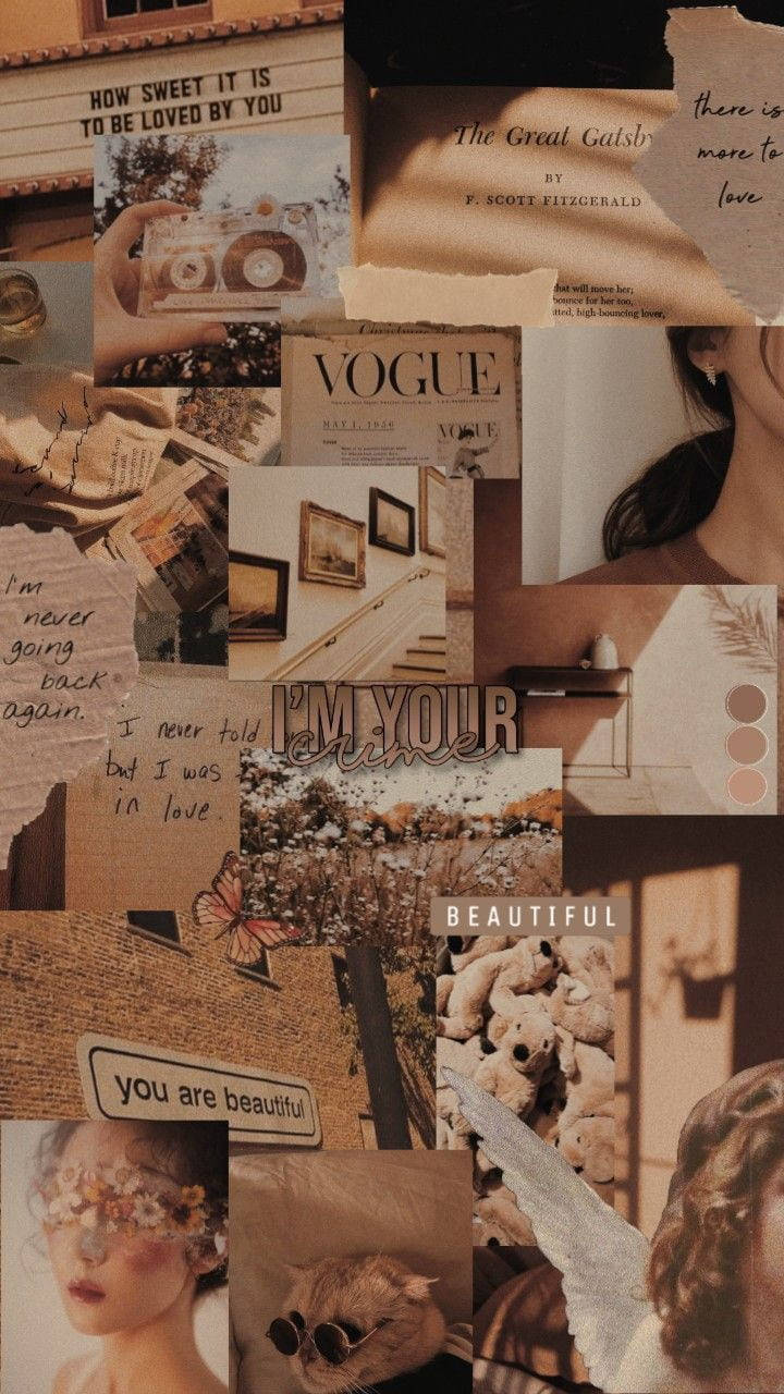 Aesthetic Brown Vogue, beige-toned, vintage photos, HD Phone Wallpaper
