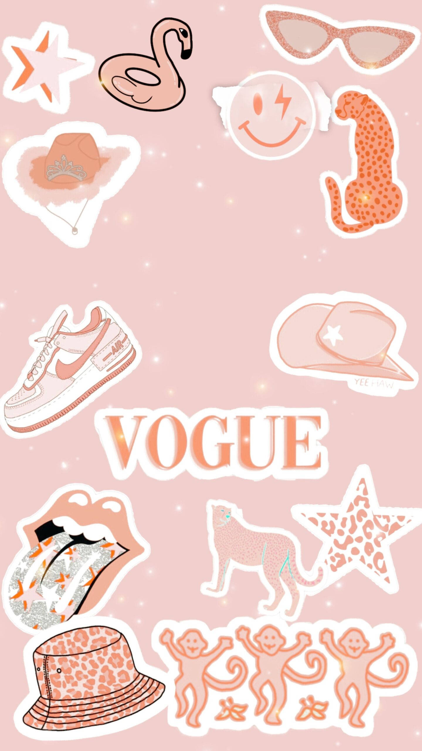 Vogue, pastel pink, flamingos, 2K Phone Wallpaper