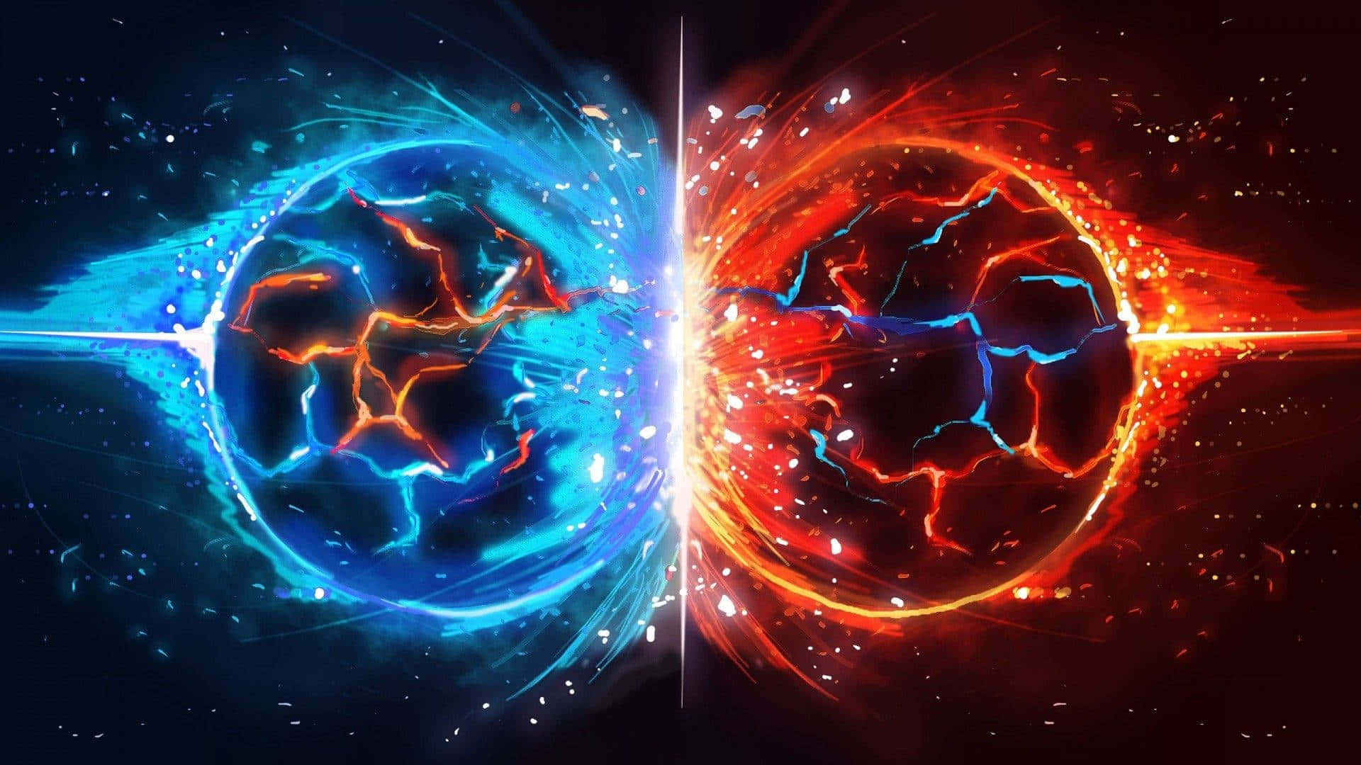 brain, icy blue, fiery red, Full HD Desktop Wallpaper