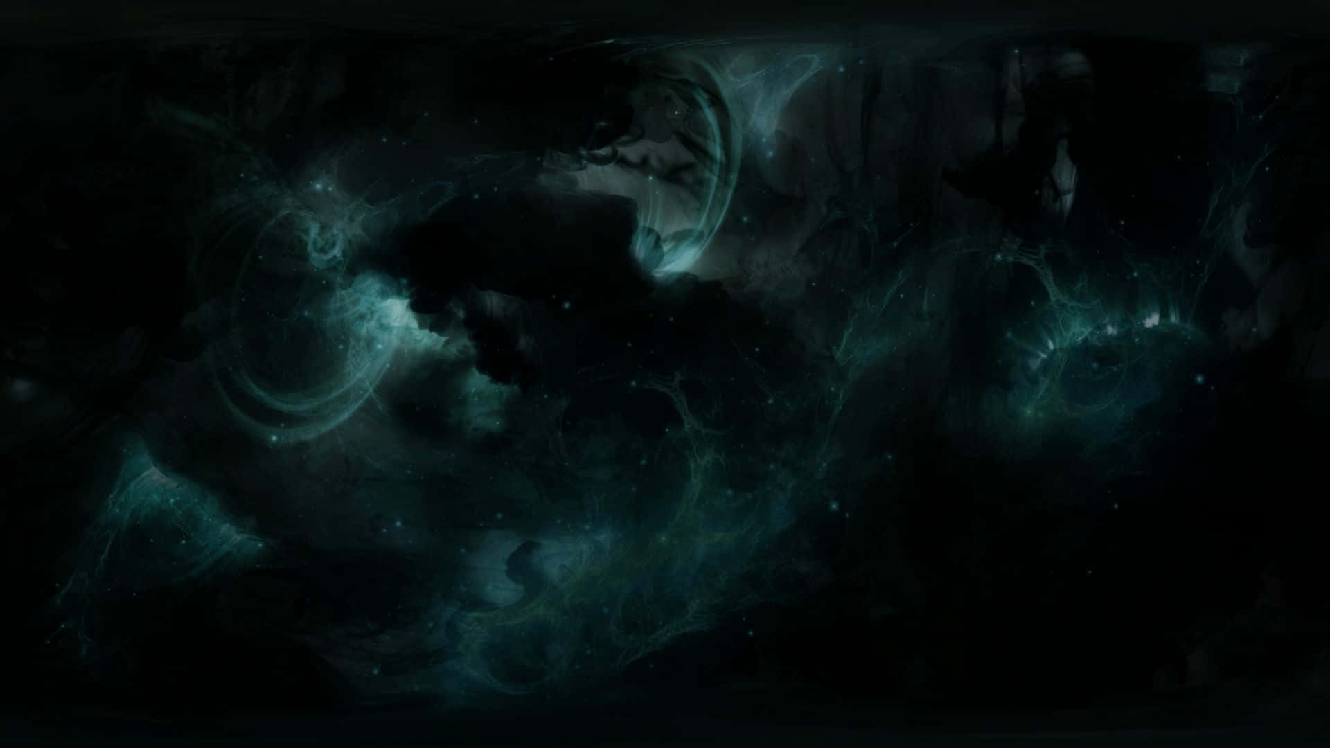 Dark Void Nebula, teal, black, Full HD Desktop Wallpaper