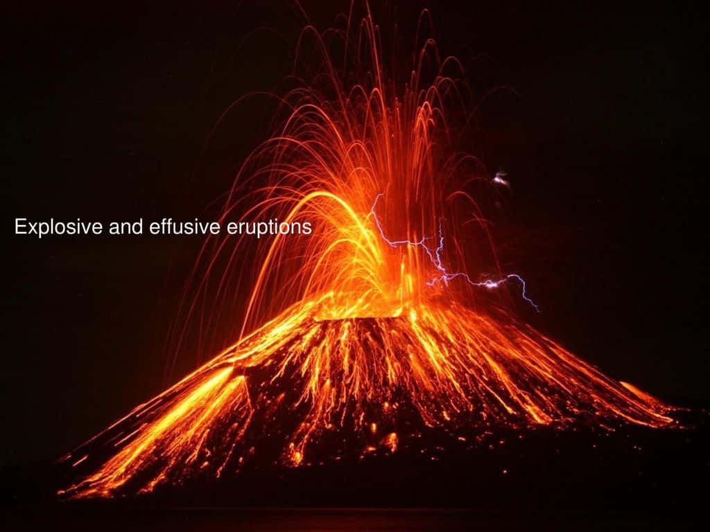 Volcanic eruption, Night, Fiery lava streams, SD Desktop Wallpaper