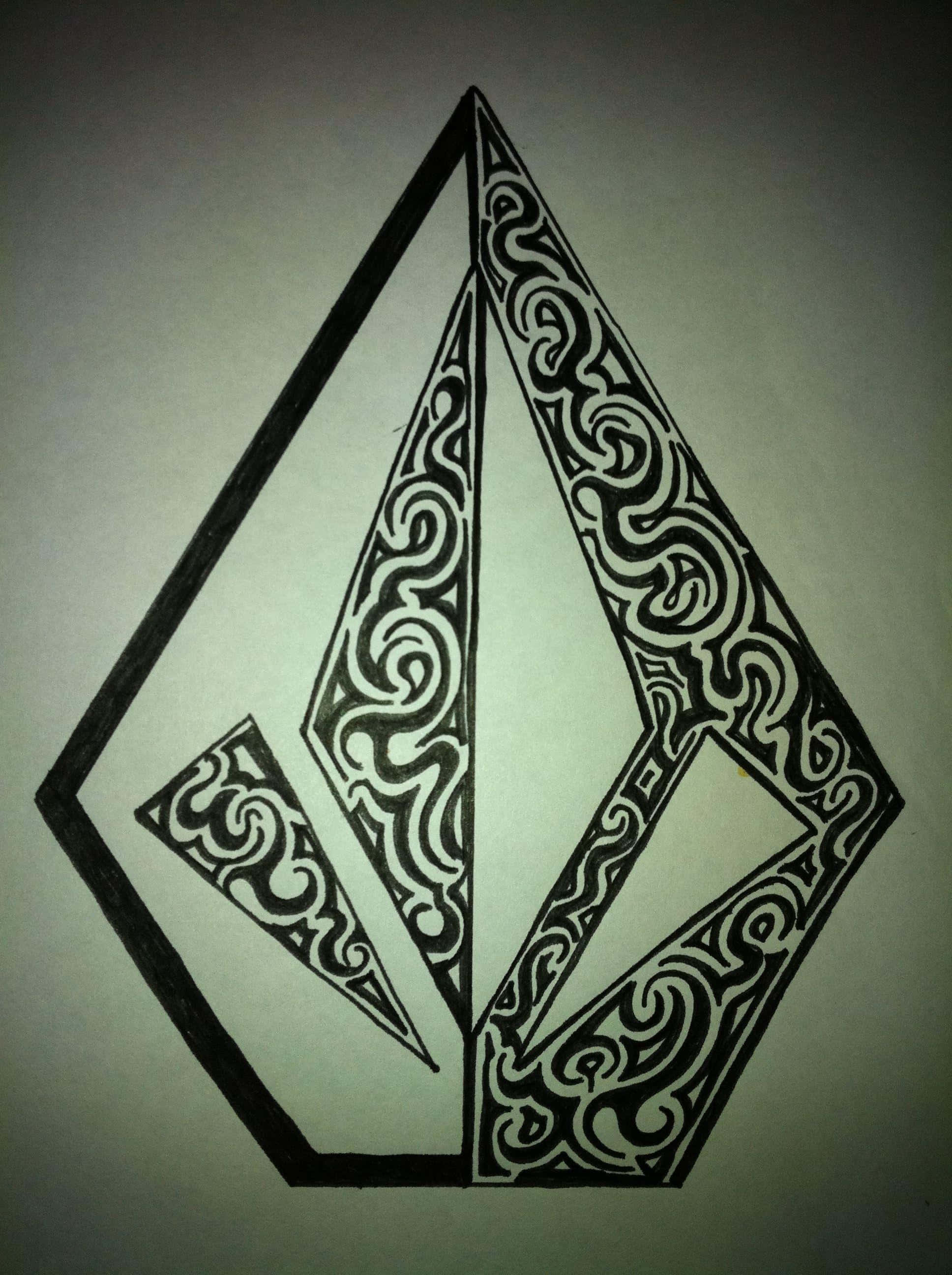 Volcom, black and white, geometric design, 2K Phone Wallpaper