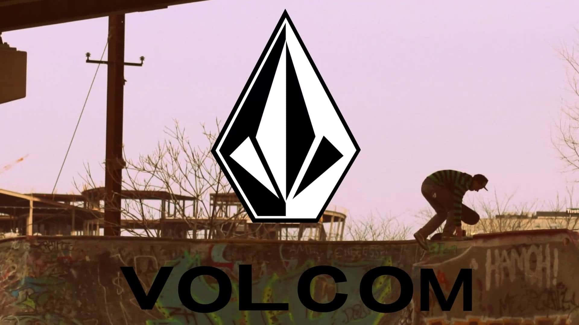 Volcom, skateboarding scene, graffiti-covered ledge, Full HD Desktop Wallpaper