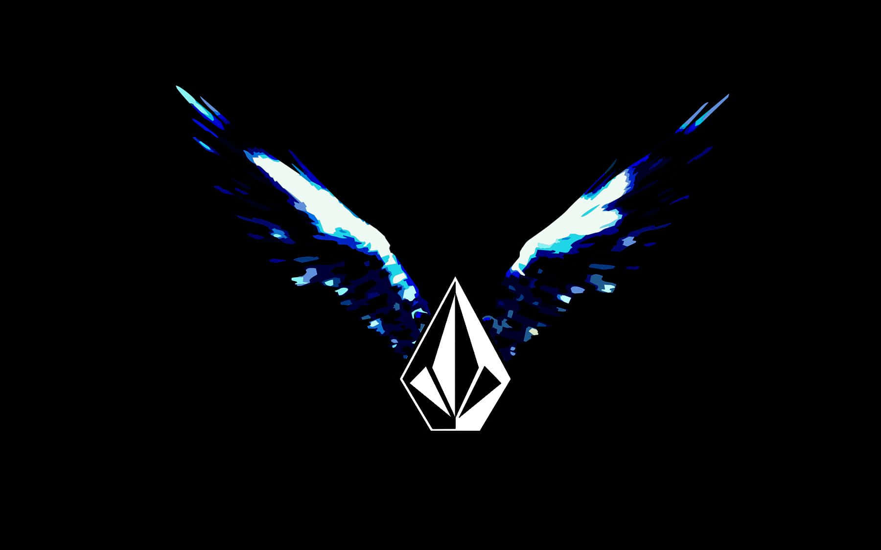 Volcom, white Volcom logo, glowing blue wings, HD Desktop Wallpaper