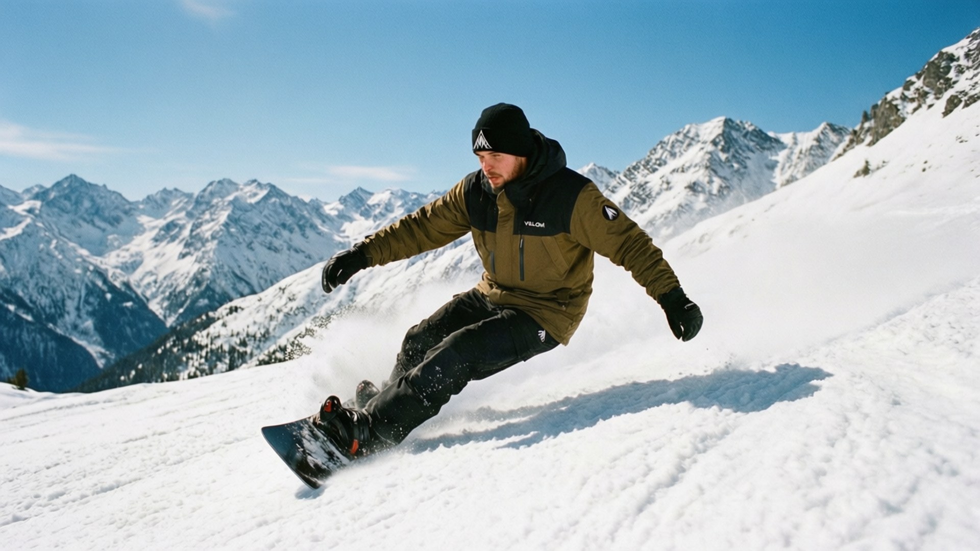 Volcom, snowboarder, carving powder, Full HD Desktop Wallpaper