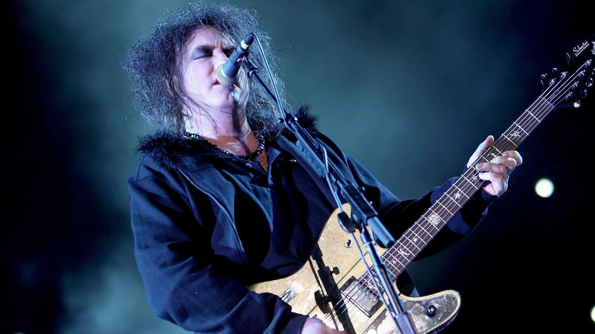 the cure, gold electric guitar, stage lights, Full HD Desktop Wallpaper