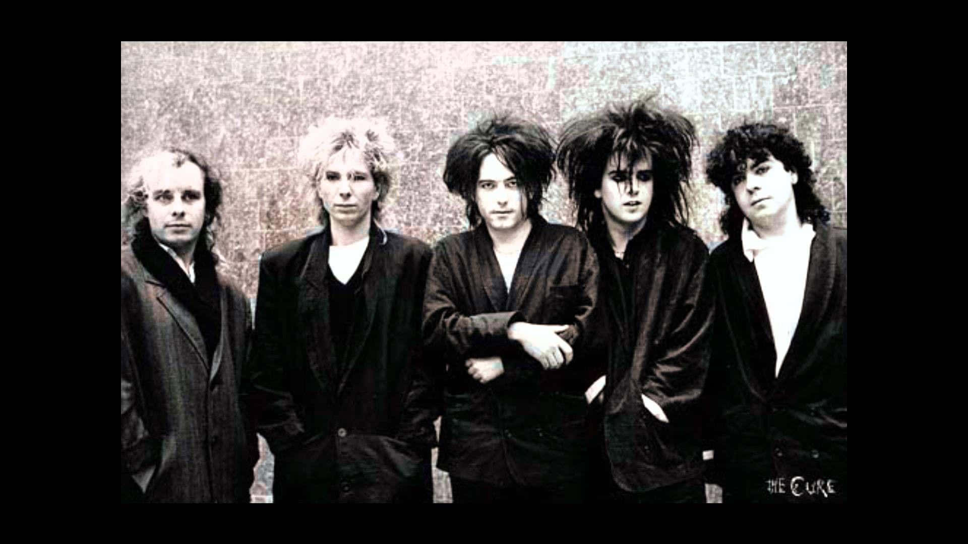 the cure, vintage black and white band photo, textured wall, Full HD Desktop Wallpaper