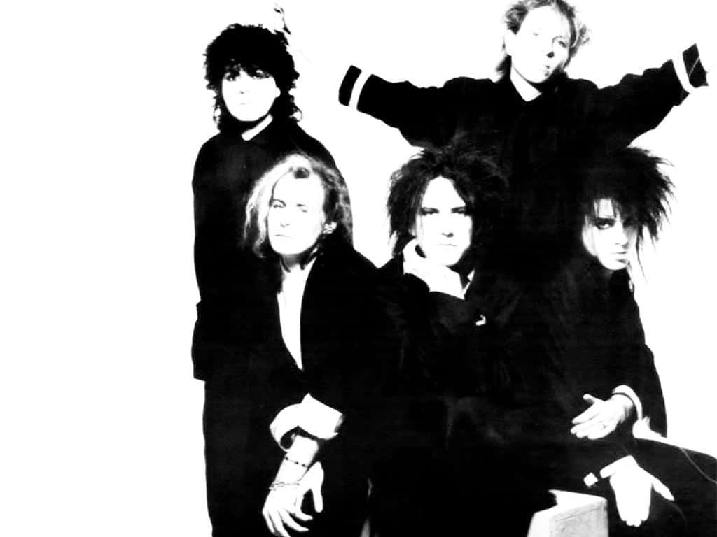 the cure, punk rockers, black suits, SD Desktop Wallpaper