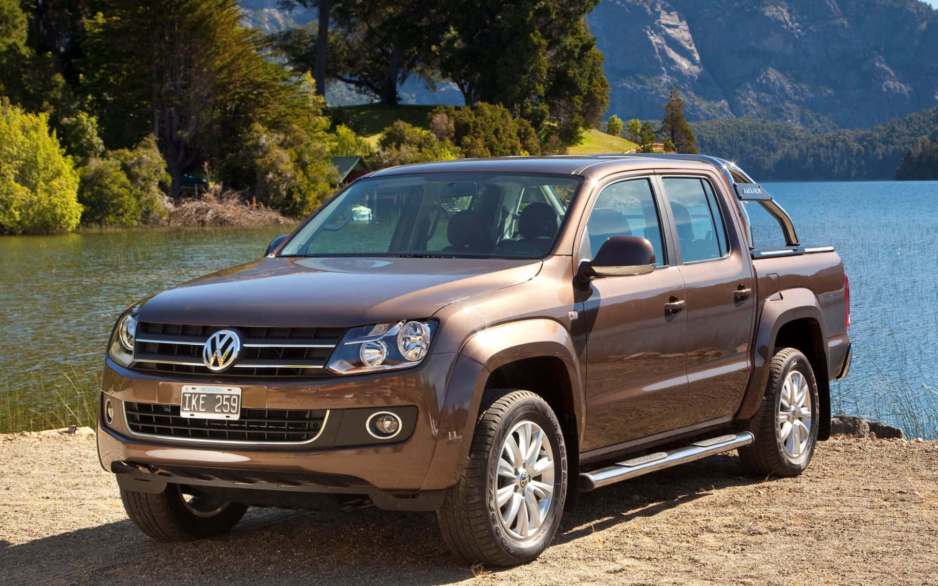 Volkswagen Amarok, brown, gravel shore, Full HD Desktop Wallpaper