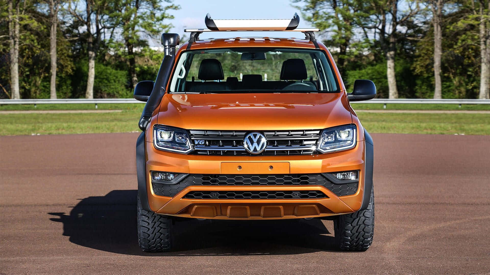 Volkswagen Amarok, orange, roof racks, Full HD Desktop Wallpaper