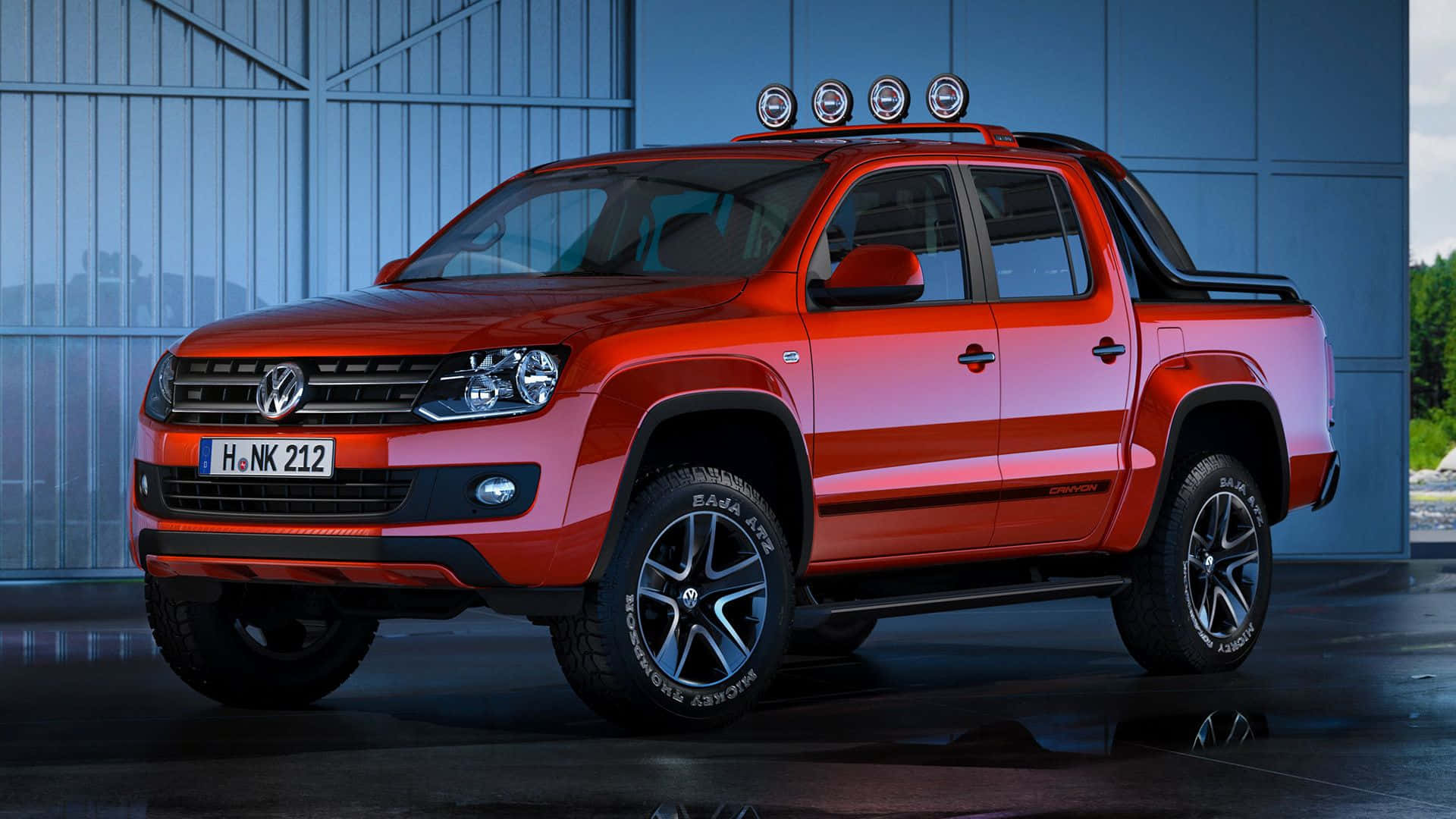 Volkswagen Amarok, red, roof lights, Full HD Desktop Wallpaper