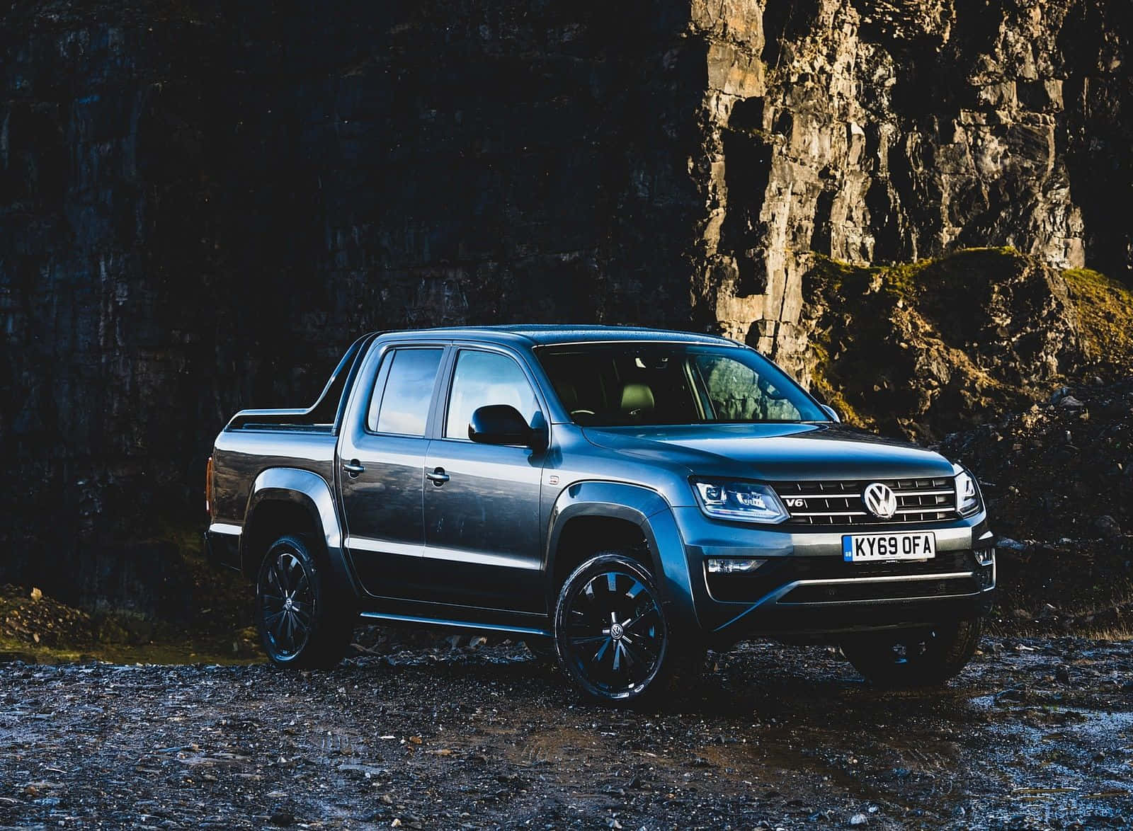 Volkswagen Amarok, blue, gravel path, HD Desktop Wallpaper