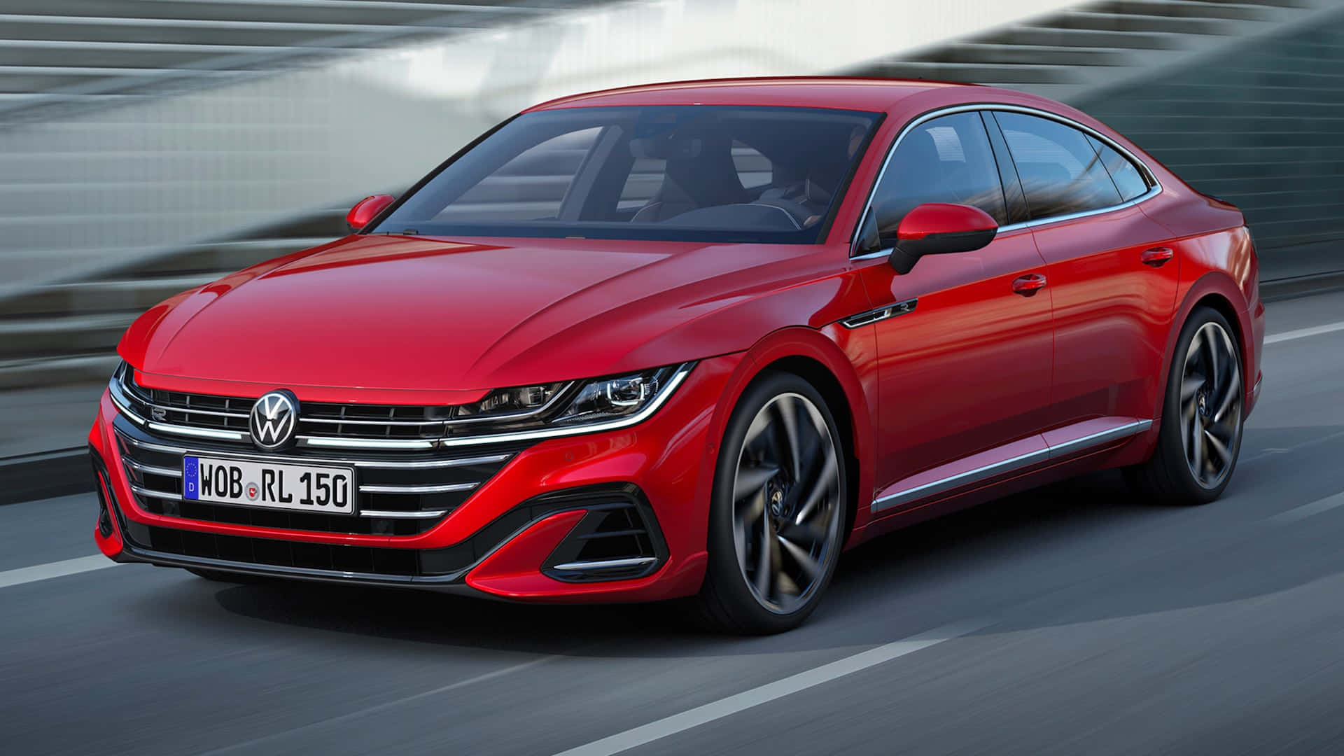 Volkswagen Arteon, red, sedan, Full HD Desktop Wallpaper