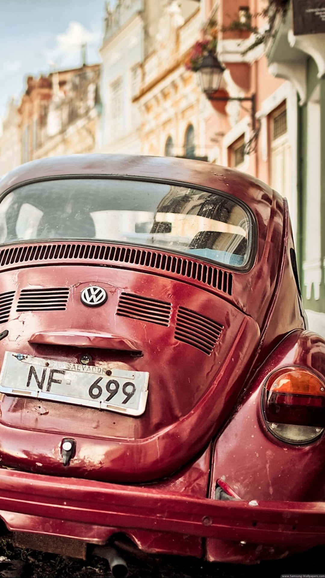 Volkswagen Beetle, red, vintage, Full HD Phone Wallpaper