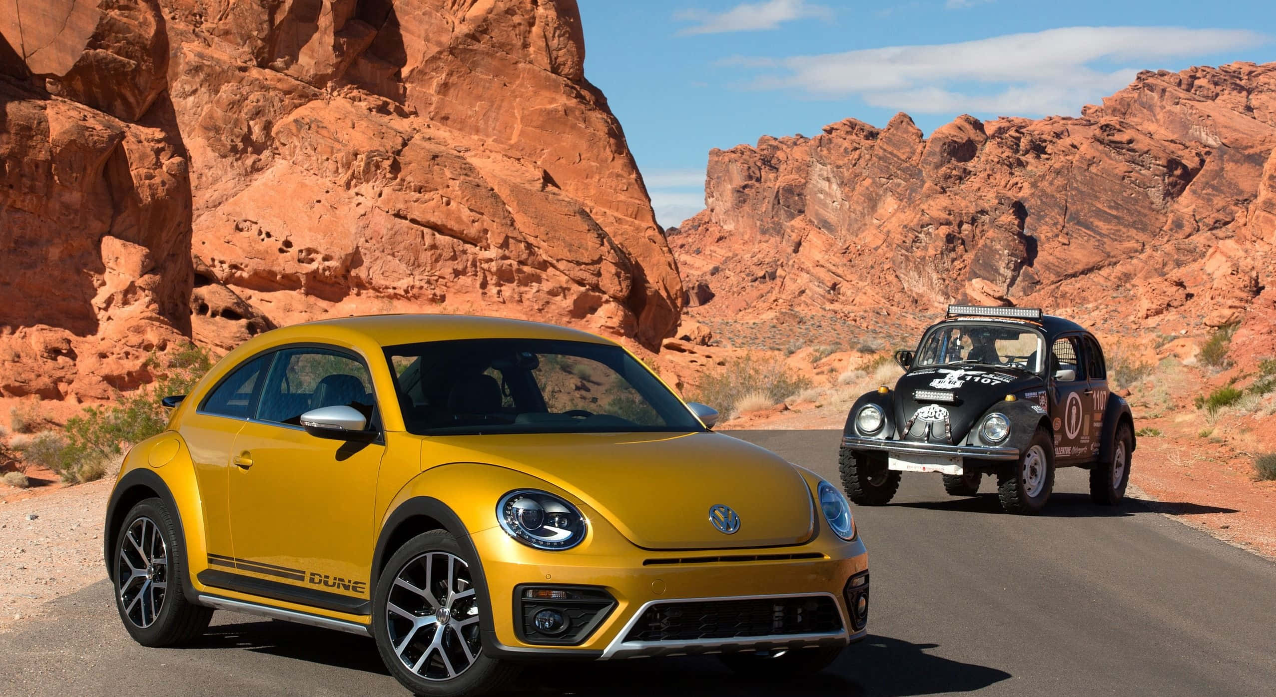 Volkswagen Beetle, yellow, black, Full HD Desktop Wallpaper